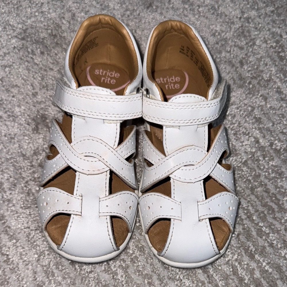 Stride Rite Xena Girls White Memory Foam Sandals Size 10M